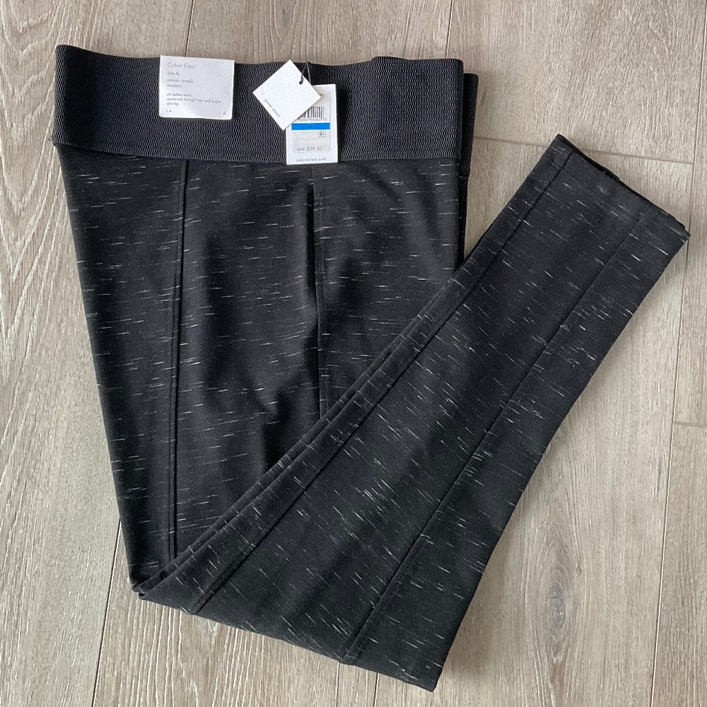 CALVIN KLEIN Power Stretch Slim Leg Pants Black Size Extra Large NEW WITH TAGS